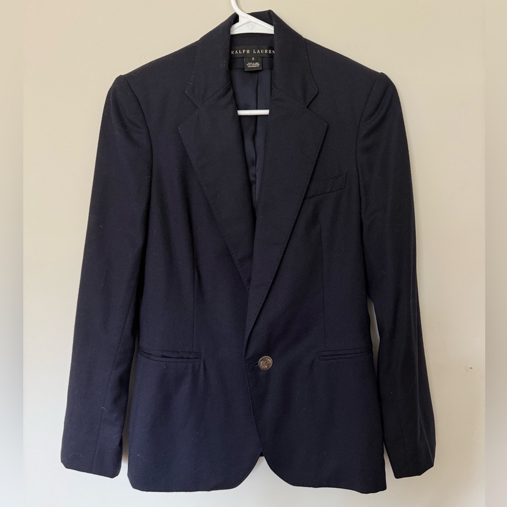 Ralph Lauren Wool Blazer Navy with Silver Buttons 6